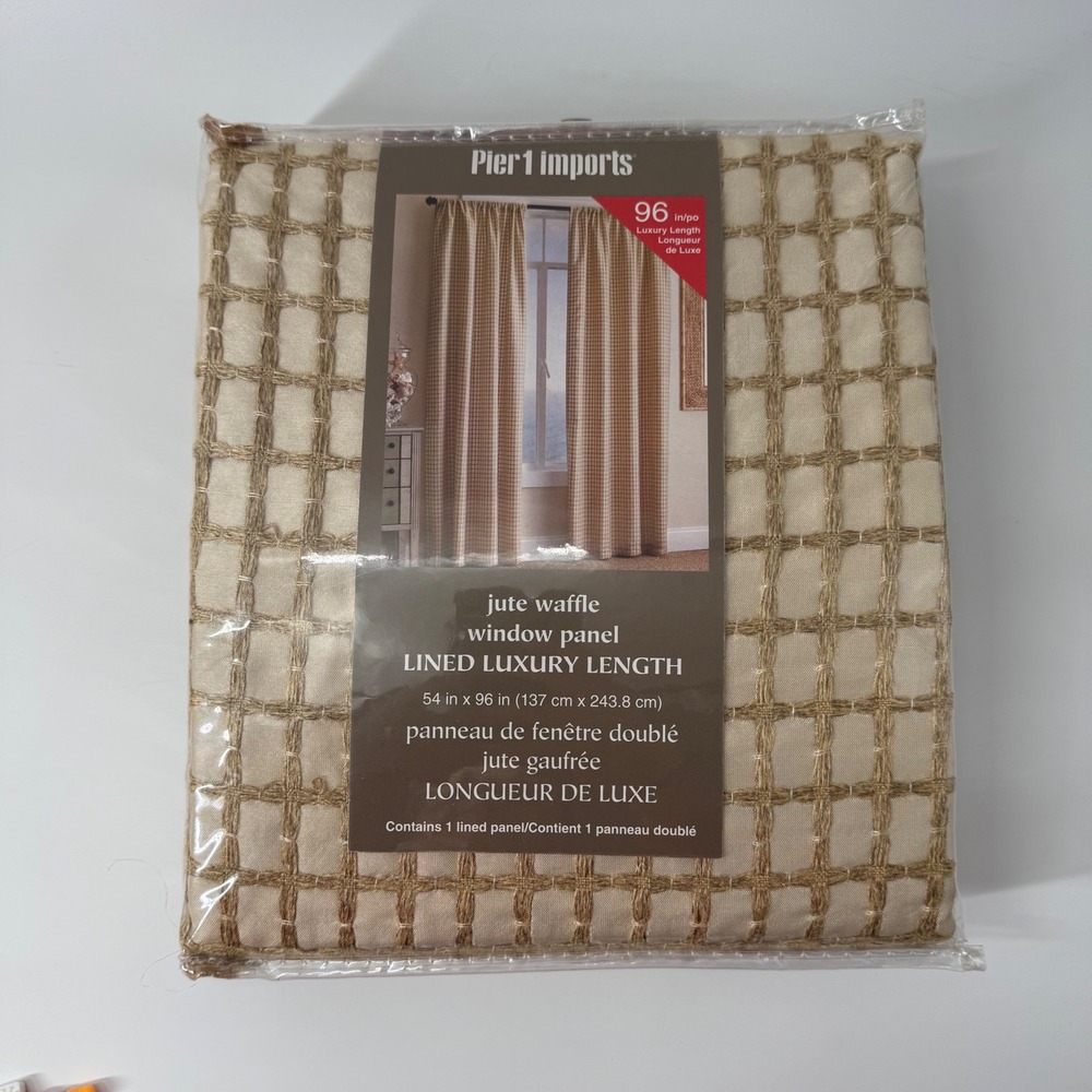 Pier 1 Imports Jute Waffle Window Panel Lined Luxury Length 54x96 Tan Beige